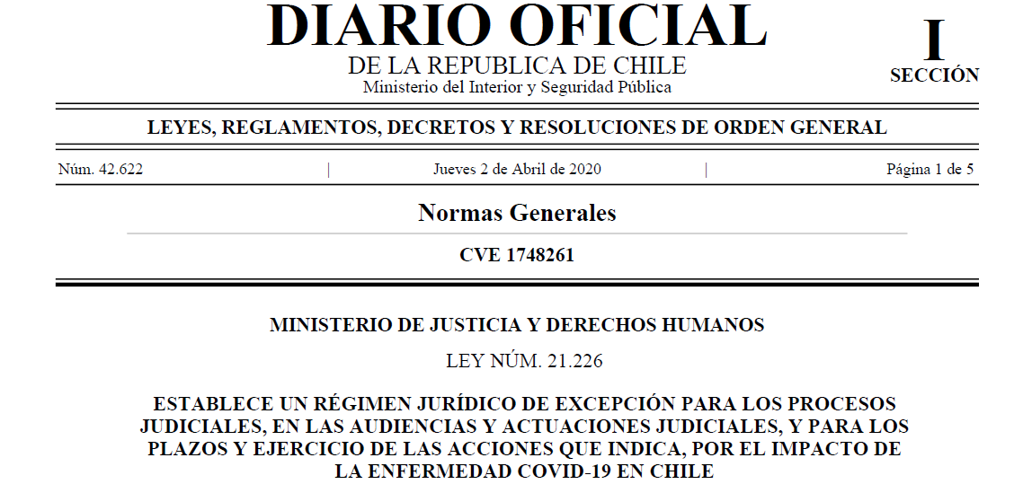 MINISTERIO DE JUSTICIA Y DERECHOS HUMANOS LEY NÚM. 21.226