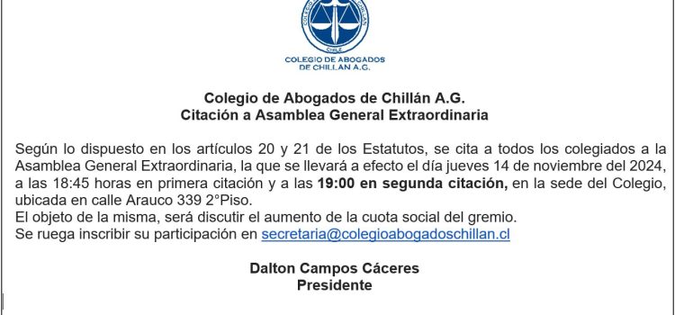 Citación a Asamblea General Extraordinaria Citación a Asamblea General Extraordinaria